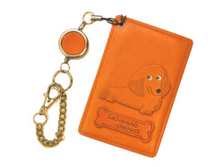 ダックスフンド ロング/犬 定期入れ/パスケース/カード入れ 革/レザー メール便送料無料 日本製【VANCA/バンカクラフト革物語】