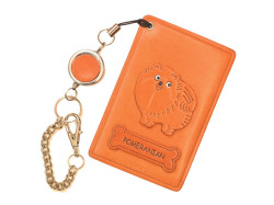 ポメラニアン/犬 定期入れ/パスケース/カード入れ 革/レザー メール便送料無料 日本製【VANCA/バンカクラフト革物語】