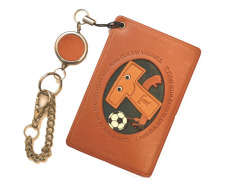 サッカー T　アルファベット 定期入れ/パスケース/カード入れ 革/レザー メール便送料無料 日本製【VANCA/バンカクラフト革物語】