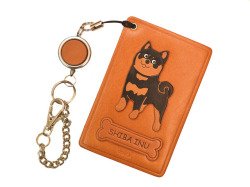 シバイヌ ブラック＆タン（柴犬 ブラック＆タン)/黒柴 定期入れ/パスケース/カード入れ 革/レザー メール便送料無料 日本製【VANCA/バンカクラフト革物語】