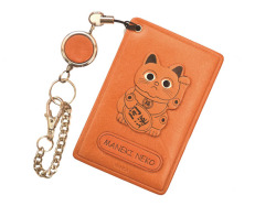 招き猫/和風 定期入れ/パスケース/カード入れ 革/レザー メール便送料無料 日本製【VANCA/バンカクラフト革物語】