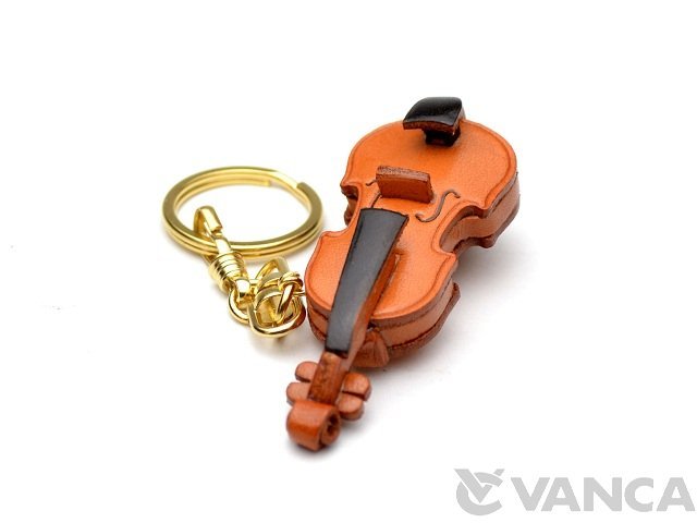 ヴァイオリン キーホルダー 革/レザー 日本製【VANCA/バンカクラフト革
