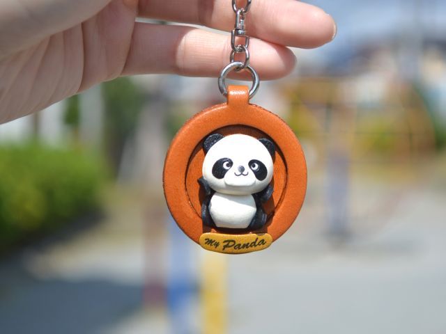 パンダ プレート動物キーホルダー 革 レザー 日本製 Vanca バンカクラフト革物語
