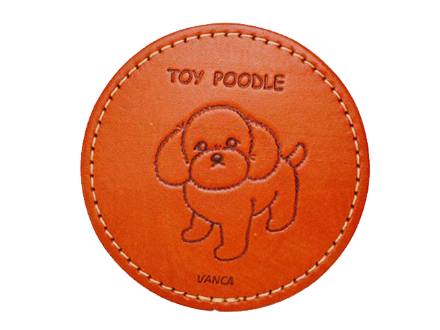 トイプードル 本革製コースター動物 メール便可 ユニークな革製品 Vancaショップ