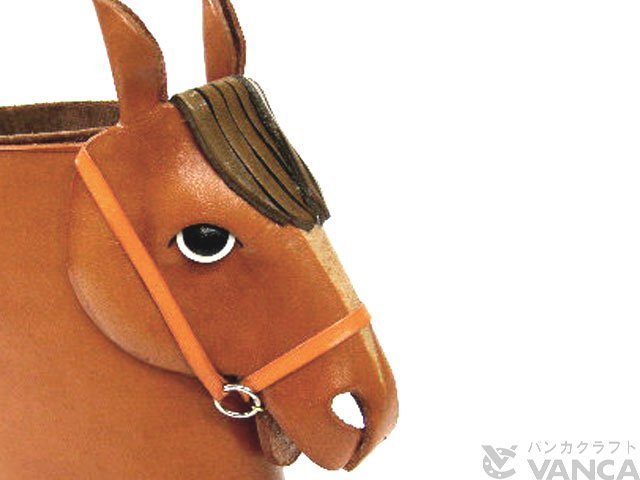 馬頭 金茶 本革製メガネスタンド 送料無料 ユニークな革製品 Vancaショップ