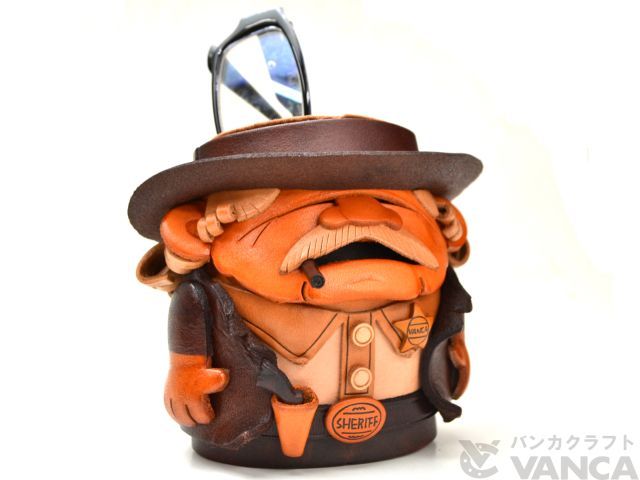 保安官 本革製メガネスタンド【送料無料】-ユニークな革製品 VANCAショップ