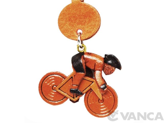 自転車レーサー 本革キーホルダー(小) 日本製【VANCA/バンカクラフト革物語】 自転車レーサー VANCA 本革レザーグッズ 携帯ストラップ