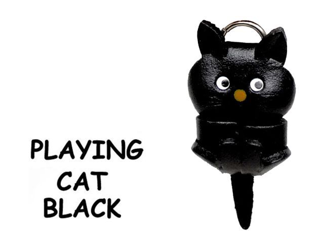 黒ねこ ぶらぶら 猫 ペーパーナイフ・レターオープナー 本革製 VANCA/メール便無料 黒ねこ ぶらぶら VANCA 本革レザー