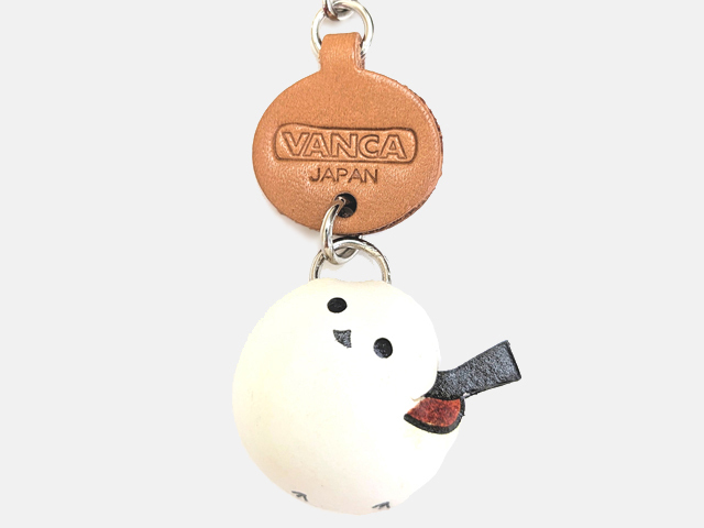 シマエナガ 動物 本革キーホルダー（小） 日本製【VANCA/バンカ