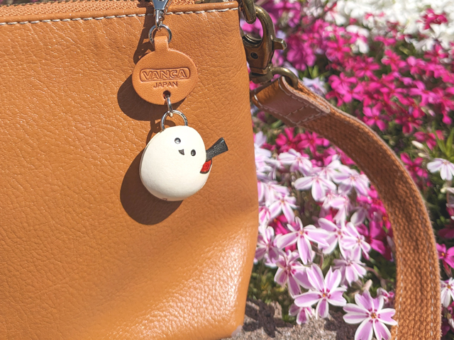 シマエナガ 動物 本革キーホルダー（小） 日本製【VANCA/バンカ