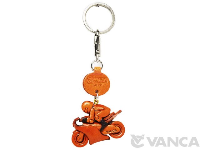 バイクレーサー 本革キーホルダー(小) 日本製【VANCA/バンカクラフト革物語】 VANCA本革レザーグッズキーホルダー バイクレーサー