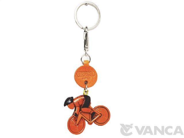 自転車レーサー 本革キーホルダー(小) 日本製【VANCA/バンカクラフト革物語】 自転車レーサー 本革 スマートフォンアクセサリー VANCA