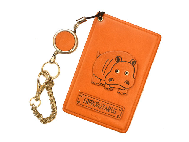 かば/動物 定期入れ/パスケース 革/レザー メール便送料無料 日本製