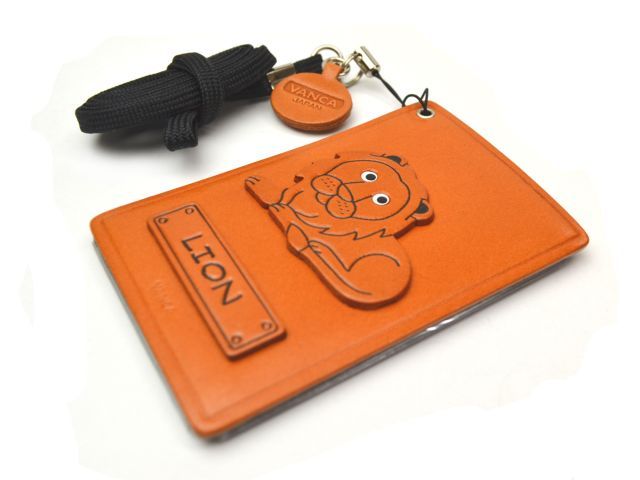 らいおん/動物 定期入れ/パスケース 革/レザー メール便送料無料 日本