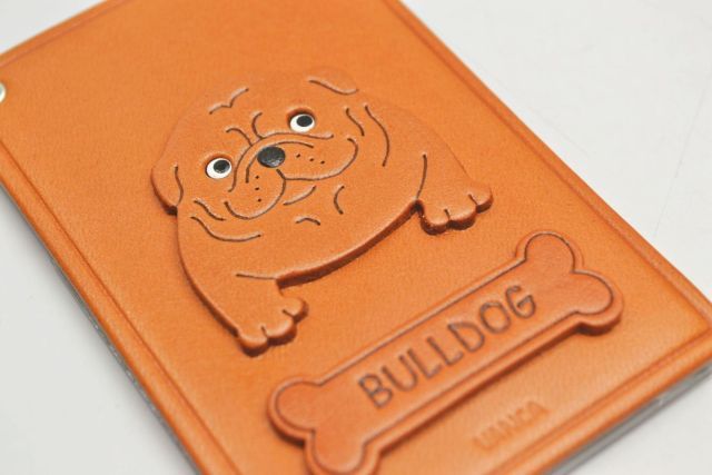 ブルドッグ/犬 定期入れ/パスケース 革/レザー メール便送料無料 日本