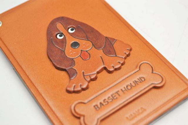 バセットハウンド/犬 定期入れ/パスケース 革/レザー メール便送料無料