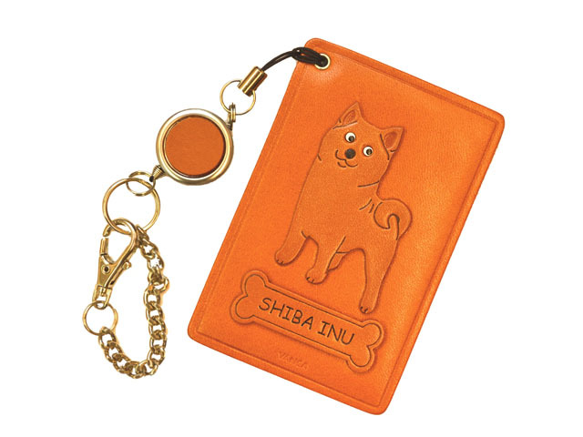 シバイヌ（柴犬） 定期入れ/パスケース 革/レザー メール便送料無料
