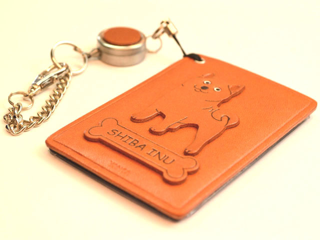 シバイヌ（柴犬） 定期入れ/パスケース 革/レザー メール便送料無料