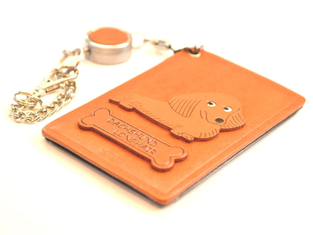 ダックスフンド ロング/犬 定期入れ/パスケース 革/レザー メール便