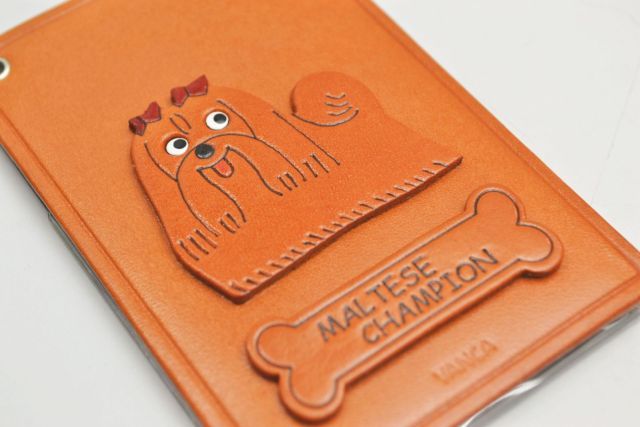 マルチーズチャンピオン犬/犬 定期入れ/パスケース 革/レザー メール便