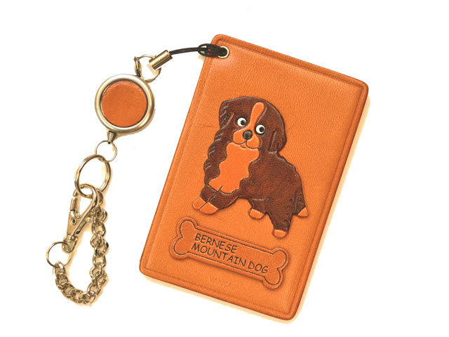 バーニーズ マウンテンドッグ/犬 定期入れ/パスケース 革/レザー