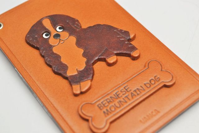 バーニーズ マウンテンドッグ/犬 定期入れ/パスケース 革/レザー
