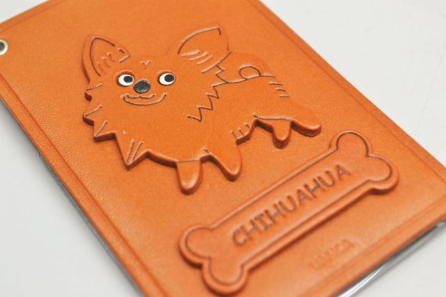 チワワ/犬 定期入れ/パスケース 革/レザー メール便送料無料 日本製  