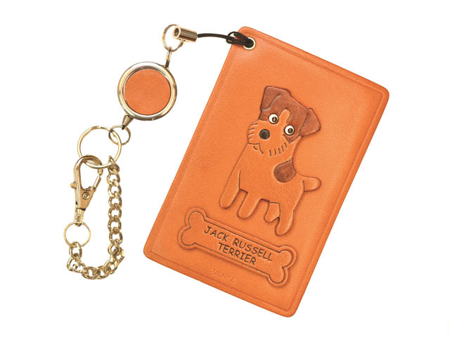 ジャックラッセルテリア/犬 定期入れ/パスケース 革/レザー メール便
