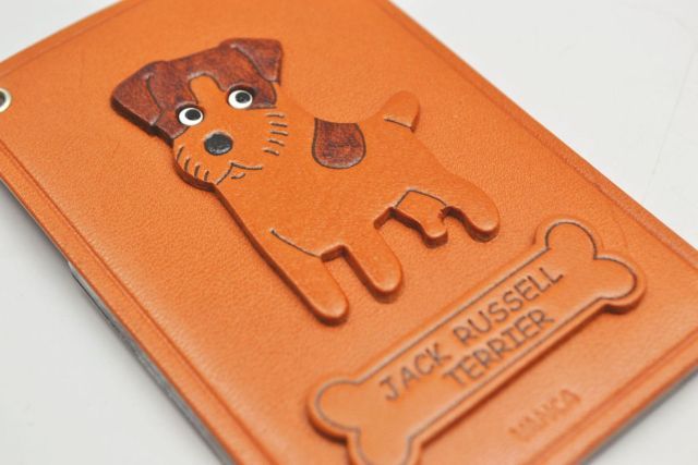 ジャックラッセルテリア/犬 定期入れ/パスケース 革/レザー メール便