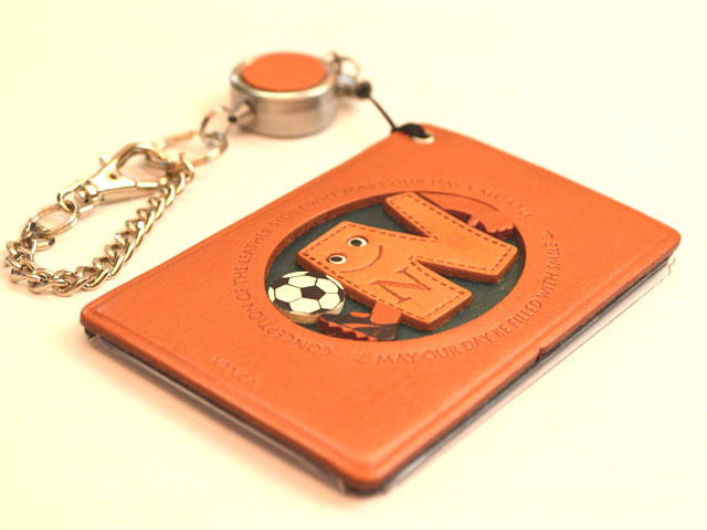 サッカー N アルファベット 定期入れ/パスケース 革/レザー メール便