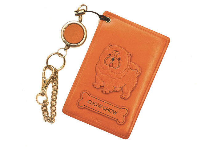 チャウチャウ/犬 定期入れ/パスケース 革/レザー メール便送料無料