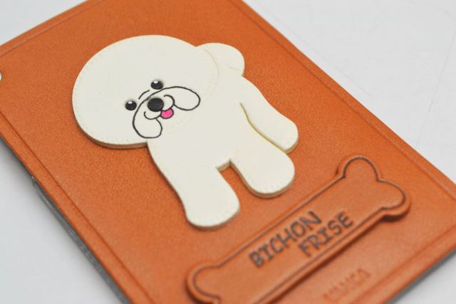 ビションフリーゼ/犬 定期入れ/パスケース 革/レザー メール便送料無料