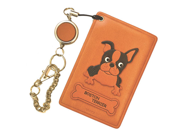 ボストンテリア/犬 定期入れ/パスケース 革/レザー メール便送料無料