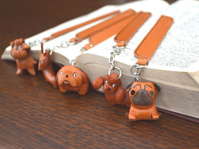 うま 本革製チャームブックマーカー