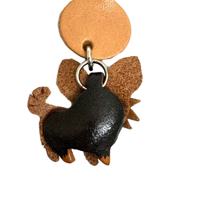 チワワロングヘアー ブラックタン キーホルダー:レザー本革-革物語の