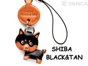 柴犬 ブラックタン キーホルダー:レザー本革-革物語のVANCAショップ