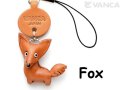 VANCA本革レザー動物携帯ストラップ　きつね