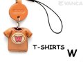 本革レザーTシャツ携帯ストラップ赤　W