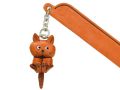 無地ねこぶらぶら　VANCA　本革チャームブックマーカー