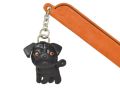 パグブラック　VANCA　本革チャームブックマーカー