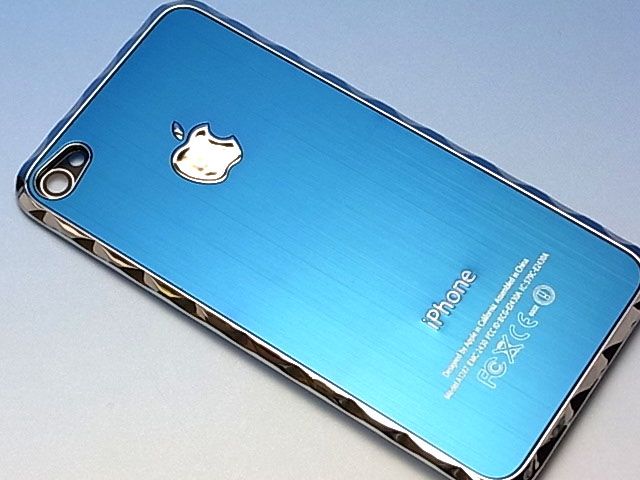 iPhone 4S 専用　アルミタイプ　波型縁取り枠付き！ブルー
