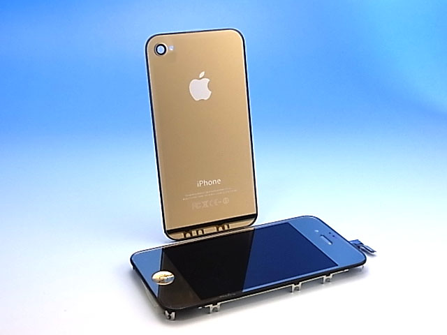 ★宅配便　送料込★　iPhone 4S 専用　フロントパネル＋バックパネル　セット　ゴールド　ミラータイプ！