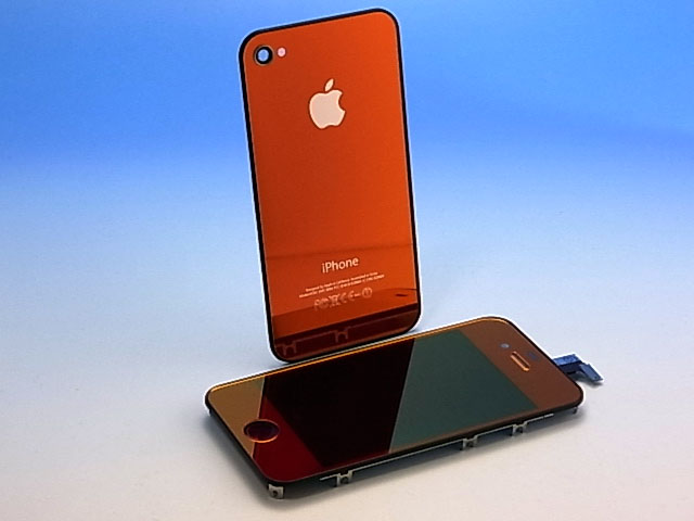 ★宅配便　送料込★　iPhone 4S 専用　フロントパネル＋バックパネル　セット　ダークオレンジ　ミラータイプ！