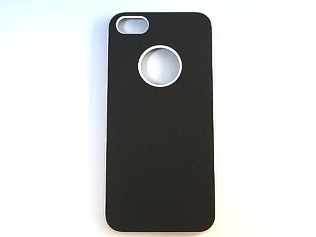 ★送料無料★　【iPhone 5 対応】　シンプル　マットタイプ　ハードケース　iPhoneケース　ブラック×ホワイトライン！