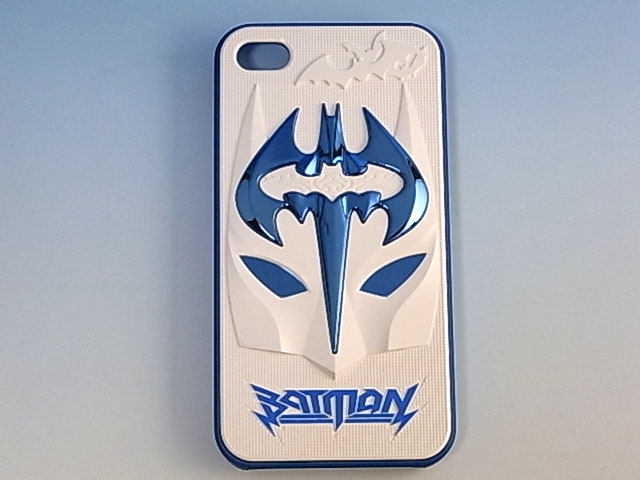 ★送料無料★　【iPhone4 / 4S対応】　BAT MAN　バットマン　3D　ハードケース　iPhoneケース！ホワイト×ブルー