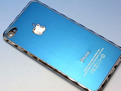 iPhone 4S 専用　アルミタイプ　波型縁取り枠付き！ブルー