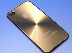 iPhone 4S 専用　キラキラCD柄　アルミタイプ！ゴールド
