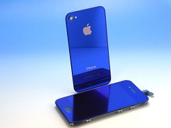 ★宅配便　送料込★　iPhone 4S 専用　フロントパネル＋バックパネル　セット　ブルー　マジックミラータイプ！