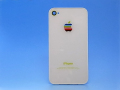★送料無料★　iPhone 4S 専用　レインボーアップルロゴ ホワイト バックパネル