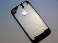 ★送料無料★　iPhone 4S 専用　スケルトン　透明　ガラス製！　ブラック　バックパネル